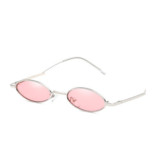 High Quality Retro Narrow Oval Sunglasses Fashion Brand Women's